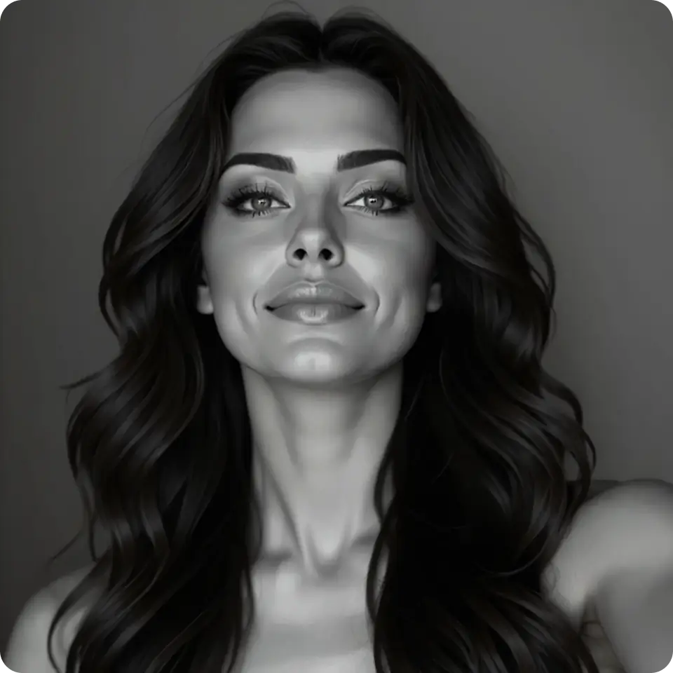 Create a low-angle shot, from below, wide-shot. Keep the woman's identity the same