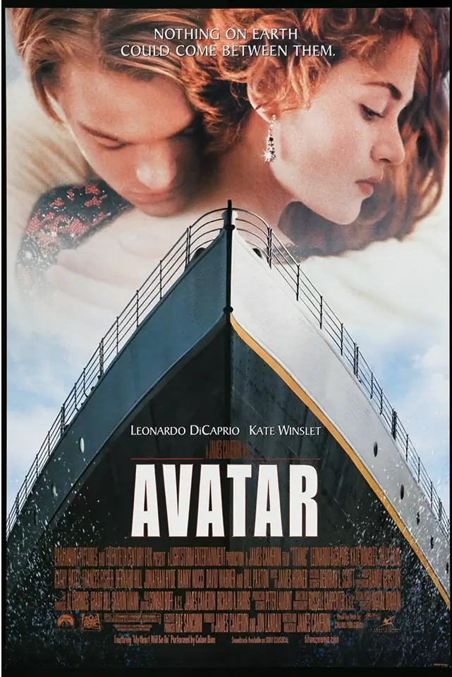 "Change the word TITANIC to AVATAR. Change only the text. Maintain everything else the same"