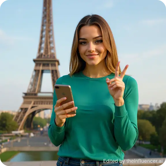 Woman in front of Eiffel Tower