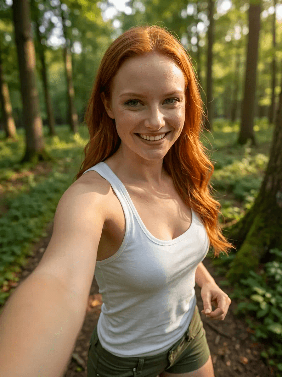 Same AI selfie after editing - realistic skin texture and natural lighting for talking video