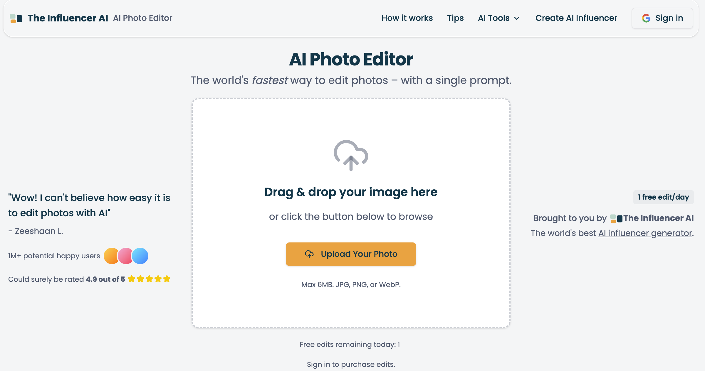 AI Photo Editor by The Influencer AI